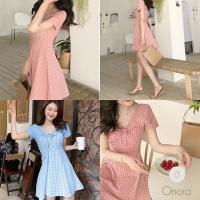 ราคา ชุดเดรสคอวีแขนสั้น ลายสก๊อต เสื้อผ้าผู้หญิงน่ารักๆ มินิเดรสกระโปรงสั้น มินิเดรตสลายสก็อต (23821786955)