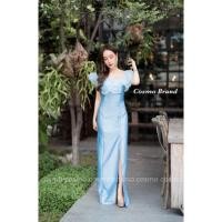 ราคา เดรสยาว เดรสออกงาน เดรสแต่งระบาย✌มือสอง สีน้ำเงิน (9707709440)