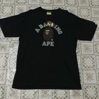 ราคา Bape แท้ % เสื้อยืดแขนสั้นแสีดำ(ใหม่) Size XL อก 46” (3431633949)