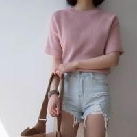 ราคา KNIT TEE เสื้อยืด ไหมพรม สีชมพูตุ่น (1598145817)