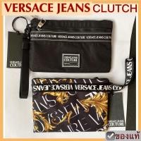 ราคา กระเป๋าคลัทช์ Versace Jeans Couture สายคล้องมือ clutch bag Black logo งานผ้า ของแท้ ซองใส่ของ pouch brandname (18878312039)