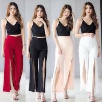 ราคา กางเกงขายาวผ่าหน้า ผ้าฮานาโกะ (2564795568)