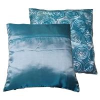 ราคา A54 - Thai Silk Pillow Covers ปลอกหมอนอิง ไหมไทยลายดอกกุหลาบ 16×16 นิ้ว 1 ใบ สีฟ้า (10344690848)