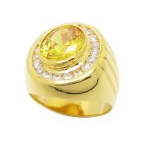 ราคา แหวนผู้ชาย แหวนสำหรับผู้ชาย แหวนพลอยสีเหลือง พลอยบุศราคัม ประดับเพชร ชุบทอง (1260724194)