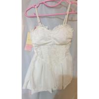 ราคา ชุดว่ายน้ำลูกไม้สีขาว ไซส์L (6287849937)