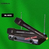 ราคา ไมค์โครโฟน ไมค์ไร้สาย ไมค์ลอย ไมค์ลอยคู่ ความถี่ VHF Wireless Microphone SOUNDMILAN ML-6632 (6936403640)