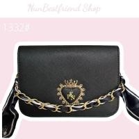 ราคา 1332#กระเป๋าสะพายข้าง PNK มงกุฎสีดำ (21361475356)