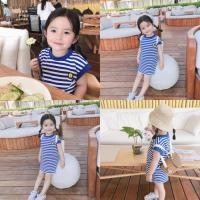 ราคา พร้อมส่งในไทยชุดเด็กผู้หญิง ลายทาง น้ำเงิน-ขาว น่ารักๆ (1-8 ขวบ) ชุดเดรส สไตล์เกาหลี (22210786856)