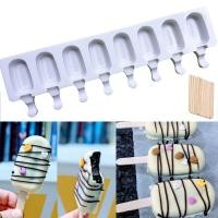 ราคา 4/8 Hole Food Grade Silicone Ice Cream Mold Ice Pop Cube Popsicle Mold With Sticks Dessert DIY Magnum Cake Mold Ice Crea (20485256874)