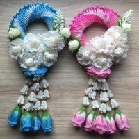 ราคา [ P7 ] พวงมาลัยริบบิ้นแบบเกลียว 5 ชาย ประดับดอกมะลิ สำหรับถวายพระ / วันพ่อ / วันแม่ ยาว 10.5" ผ่าศูนย์กลาง 5" (10609397122)