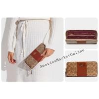 ราคา กระเป๋าสตางค์ COACH/ Accordion Zip Wallet In Colorblock Signature Canvas ( COACH 73739) (23839608876)