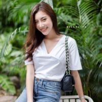 ราคา เสื้อยืดคอวี ป้าย BELLACITA สีน้ำตาลนู๊ด (3140387012)