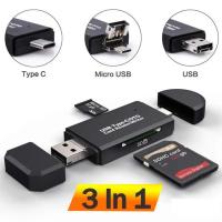 ราคา SD Card Reader USB 2.0 OTG Micro USB Type C Card Reader Lector SD Card ReaderสำหรับMicro SD TF USB Type-C OTG Cardreader (5132045081)