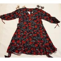 ราคา ชุดเดรสสั้นสีแดง ลายกุหลาบ (4883798514)