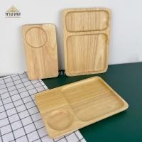 ราคา ถาดไม้ ถาดไม้หลุมวางแก้ว ถาดไม้ทรงเหลี่ยม จานไม้ยางพารา แบบมีหลุม ถาดเบรค เสิร์ฟชา กาแฟ (16323493063)