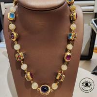 ราคา สร้อยคอเงินลงยา ชุบทอง ไหมทองพลอยนพเก้า (22057767451)