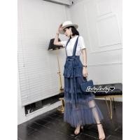 ราคา เสื้อผ้าแฟชั่นสไตล์เกาหลี เซ็ทเสื้อกับเอี๊ยมกระโปรงSet เซ็ทเสื้อสวยเพรียวสุดชิค Size XL สียีนส์พร้อมส่ง สวยเหมือนแบบ (2297928871)