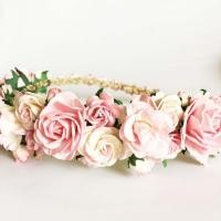 ราคา มงกุฎดอกไม้แฮนด์เมด แบบครึ่งวงกลม จากกระดาษสาสีชมพู (22562169)