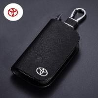 ราคา กระเป๋าซองหนังแท้ ใส่กุญแจรีโมทรถยนต์ รุ่นซิบรอบ โลโก้-เงิน Toyota หนัง Cowhide (สีดำ) (22206335325)