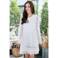 ราคา เดรสลูกไม้ เดรสดำ เดรสแขนยาว(สีดำ)(สีขาว)รุ่น85 (4857107488)