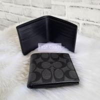 ราคา ✈ แท้ 100% DOUBLE COACH F75083 BILLFOLD WALLET IN SIGNATURE (CHARCOAL/BLACK) (8258898031)