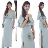 ราคา Sales !!ส่งต่อ เดรสออกงาน ชุดราตรี เดรสยาวแบรนด์Joly สีเทาเงิน (1725634035)