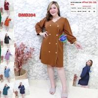 ราคา เดรส สาวอวบ ชุดทำงาน แฟชั่น ผ้าวูลเวฟ 2XL - 3XL เสื้อผ้าคนอ้วน เสื้อผ้าสาวอวบ DMD204 (12268575280)