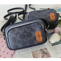 Coach C3205 Mini Edge Double Pouch Crossbody In Colorblock Signature Canvas กระเป๋าสะพายข้าง