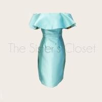 ราคา ชุดออกงาน ชุดไปงานแต่ง ชุดเดรสสั้น เปิดไหล่ แต่งระบาย สีเขียวอ่อน สีเขียวมิ้น สีเขียวพาสเทล มือสอง (1758804815)