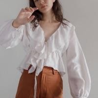 ราคา Top MitrRuffleNeckBlouse (1694558321)