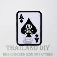 ราคา ตัวรีดติดเสื้อ ลายไพ่ หน้าไพ่ เอซ โพธิ์ดํา กะโหลก Skull Ace of spade Poker card Patch งานปัก WOP DIY ตัวรีด อาร์มติดเสือ (13560383779)
