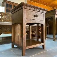 ราคา (ประกอบแล้ว) ตู้หัวเตียง ไม้สักแท้ สูง 60 cm. โต๊ะหัวเตียง โต๊ะมินิมอล ตู้วินเทจ Teak bedside Wooden Cabinet Nightstand (23686088788)