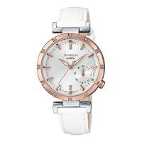 ราคา Casio Sheen นาฬิกาข้อมือผู้หญิง สายหนัง รุ่น SHE-4051PGL-7A - สีขาว (1419811882)