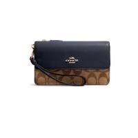ราคา COACH กระเป๋าสตางค์ COACH แท้!! FOLDOVER WRISTLET IN SIGNATURE CANVASสี: IM/KHAKI MIDNIGHT (9589802143)