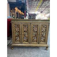 ราคา ตู้ไม้แกะสลัก ทรงตรง 110xล30xส90cm ตู้วางทีวี 4บาน2ชั้น ใส่ของ เอนกประสงค์ โต๊ะหมู่บูชา ตู้โชว์ ทำแบบทองโบราณ (3297558854)