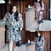 ราคา เซตเสื้อแขนยาวผ้าลายดอก กระโปรงอัดพลีท (1860535464)