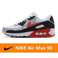 ราคา ของแท้ Nike Air Max 90 รองเท้าลำลองตาข่ายระบายอากาศ รองเท้าวิ่งเบาะลมคลาสสิก - สีขาว สีแดง (18943942411)