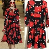 ราคา เดรสชุดกระโปรงคริสต์มาสแดงChristmas ก๊อปแบรนด์ Dolce & Gabbana (D&G) เดรสดีจี ลายSilicy Bag (13837861257)