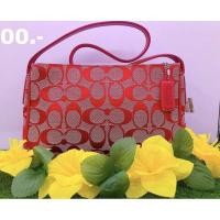 ราคา กระเป๋าสะพาย COACH แท้ coach fabric handbag สีแดง #หลุดจำนำ (3366421831)