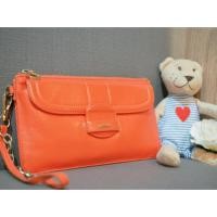 ราคา กระเป๋าตังค์สายคล้องมือ MORGAN หนังแท้สีส้ม (1988353436)