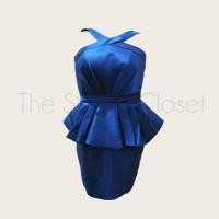 ราคา ชุดราตรีสั้น ออกงาน เดรสสั้น ทรงไขว้หน้า สีน้ำเงิน มือสอง (2215448600)