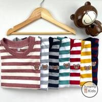 ราคา JM เสื้อยืดเด็กลายทางปักหมี Size S-XL อายุ 1-8 ขวบ ผ้าฝ้าย แขนสั้น ใส่ได้ทั้งเด็กผู้ชายและเด็กผู้หญิง (STR) (14363282005)