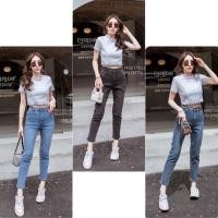 ราคา มีไซส์S - Size40 สาวอวบใส่ได้จ้า กางเกงยีนส์ปันนี่เอวสูง ทรงบอยผ้ายืดผ้านิ่มใส่สบาย (20940725422)