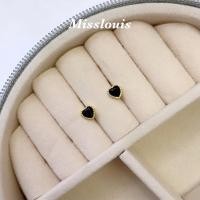 ราคา ต่างหูเงินแท้ชุบทอง BlackHeart (16737427183)