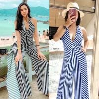 ราคา GN13602 **รบกวนสอบถามก่อนสั่งซื้อจ้า** จั้มสูทคล้องคอลายริ้ว (7861179915)