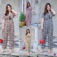 ราคา JK14277 จั๊มยาว #สาวอวบ คอวีสม็อคอกพิมพ์ลาย***กรุณาแชทสอบถามก่อนสั้งซื้อสินค้า*** (4370287434)