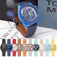ราคา สายนาฬิกาข้อมือ สายหนังวัวแท้ แบบนิ่ม ขนาด 20 มม. สําหรับ Omega Speedmaster MoonSwatch Swatch (18632954460)