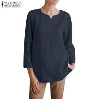 ราคา Zanzea เสื้อเบลาส์ลําลอง ผ้าฝ้าย คอกลม แขนแปดส่วน สไตล์วินเทจ สําหรับสตรี (22041659565)