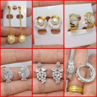 ราคา ต่างหูทอง18k /ทองคำขาว 18k ฝังเพชรสวิสแท้ สำหรับคนแพ้ง่าย (10595445127)