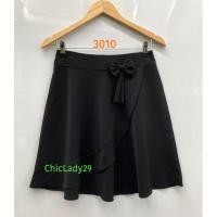 ราคา ChicLady’s #3010 กระโปรงทำงานผ้าฮานาโกะนาโน สีดำ ทรงย้วย ทรงพริ้ว เอวแต่งโบว์ (6075257001)